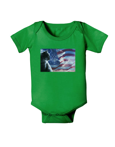 All American Cat Baby Bodysuit Dark by TooLoud-Baby Romper-TooLoud-Clover-Green-06-Months-Davson Sales