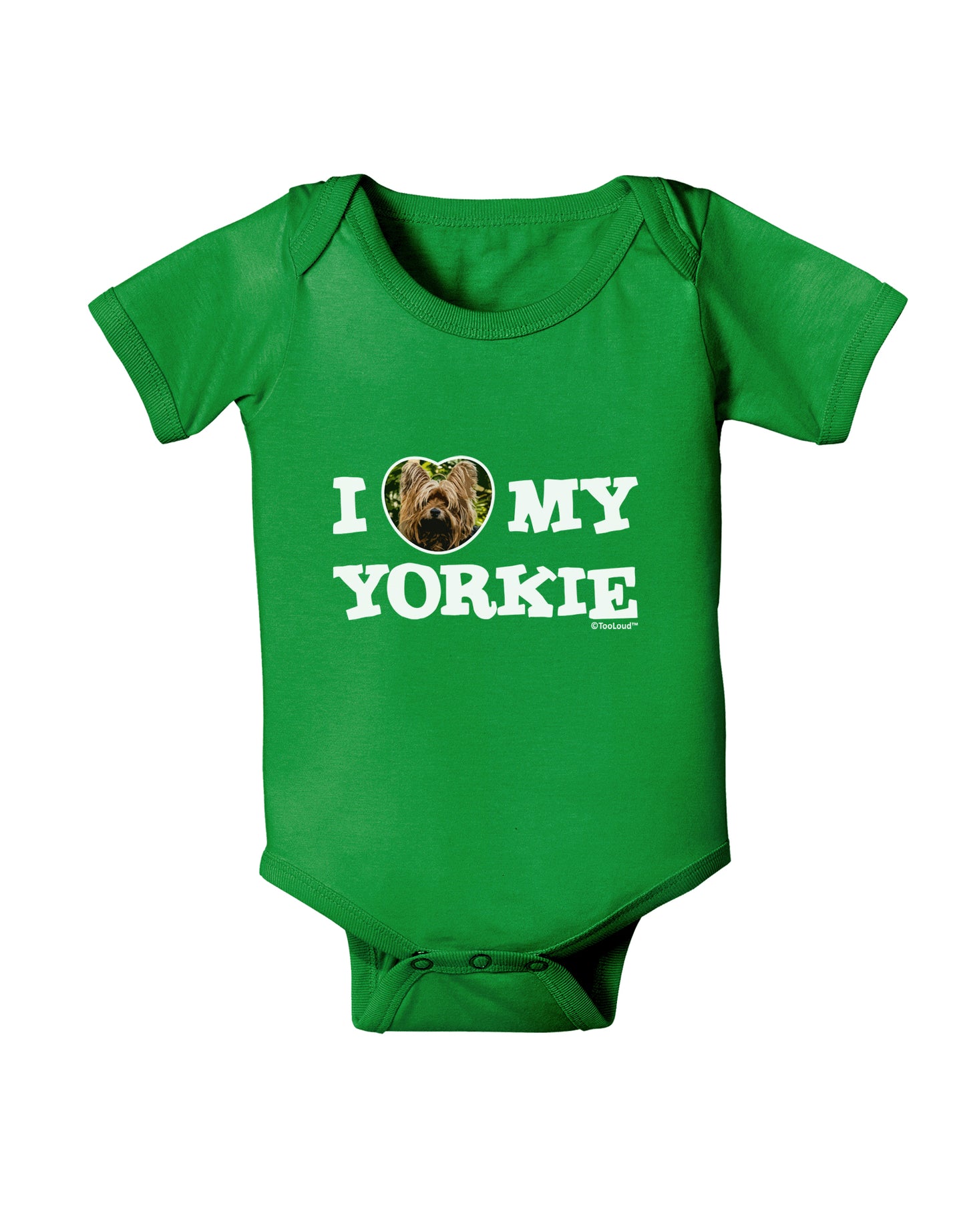 I Heart My Yorkie Baby Bodysuit Dark by TooLoud-Baby Romper-TooLoud-Clover-Green-06-Months-Davson Sales
