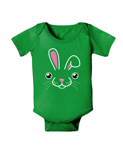 Cute Bunny Face Baby Bodysuit Dark-Baby Romper-TooLoud-Clover-Green-06-Months-Davson Sales