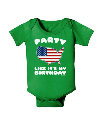 Party Like It's My Birthday - 4th of July Baby Bodysuit Dark-Baby Romper-TooLoud-Clover-Green-06-Months-Davson Sales