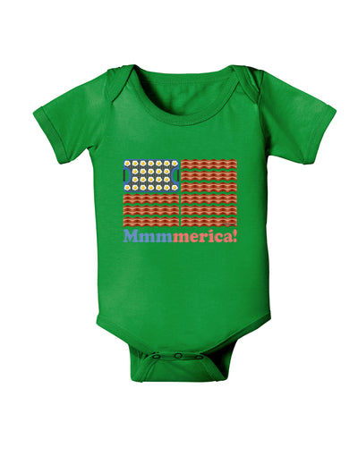 American Breakfast Flag - Bacon and Eggs - Mmmmerica Baby Bodysuit Dark-Baby Romper-TooLoud-Clover-Green-06-Months-Davson Sales