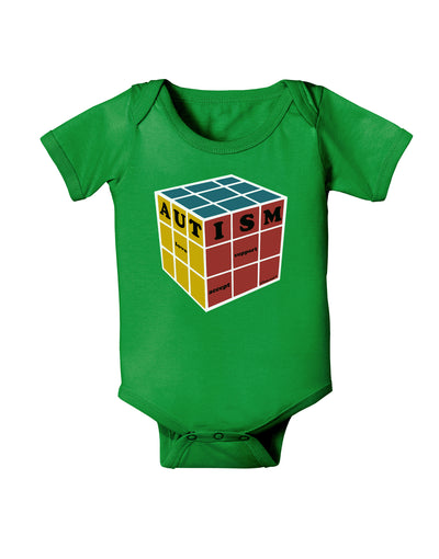 Autism Awareness - Cube Color Baby Bodysuit Dark-Baby Romper-TooLoud-Clover-Green-06-Months-Davson Sales