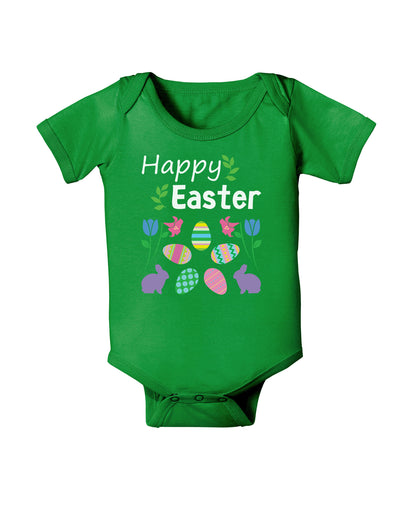 Happy Easter Design Baby Bodysuit Dark-Baby Romper-TooLoud-Clover-Green-06-Months-Davson Sales