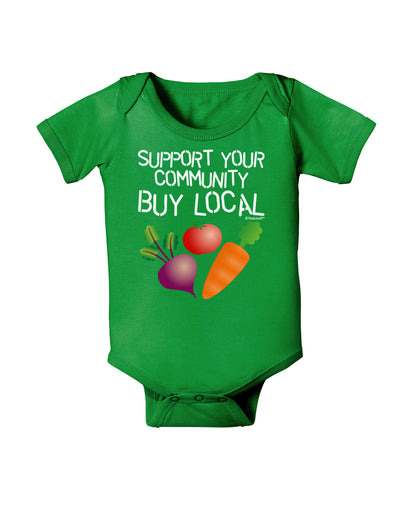 Support Your Community - Buy Local Baby Bodysuit Dark-Baby Romper-TooLoud-Clover-Green-06-Months-Davson Sales