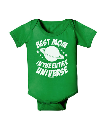 Best Mom in the Entire Universe Baby Bodysuit Dark by TooLoud-Baby Romper-TooLoud-Clover-Green-06-Months-Davson Sales