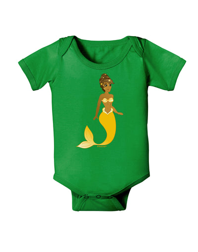 Mermaid Design - Yellow Baby Bodysuit Dark-Baby Romper-TooLoud-Clover-Green-06-Months-Davson Sales