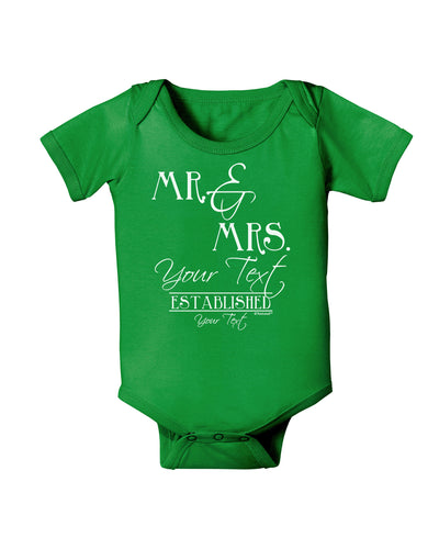 Personalized Mr and Mrs -Name- Established -Date- Design Baby Bodysuit Dark-Baby Romper-TooLoud-Clover-Green-06-Months-Davson Sales