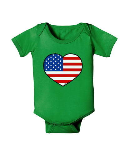American Flag Heart Design Baby Bodysuit Dark by TooLoud-Baby Romper-TooLoud-Clover-Green-06-Months-Davson Sales