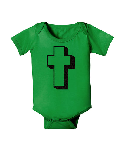 Simple Cross Design Glitter - Black Baby Bodysuit Dark by TooLoud-Baby Romper-TooLoud-Clover-Green-06-Months-Davson Sales