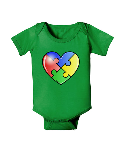 Big Puzzle Heart - Autism Awareness Baby Bodysuit Dark by TooLoud-Baby Romper-TooLoud-Clover-Green-06-Months-Davson Sales