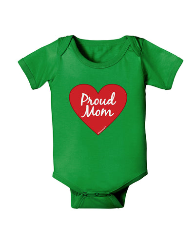 Proud Mom Heart Baby Bodysuit Dark-Baby Romper-TooLoud-Clover-Green-06-Months-Davson Sales