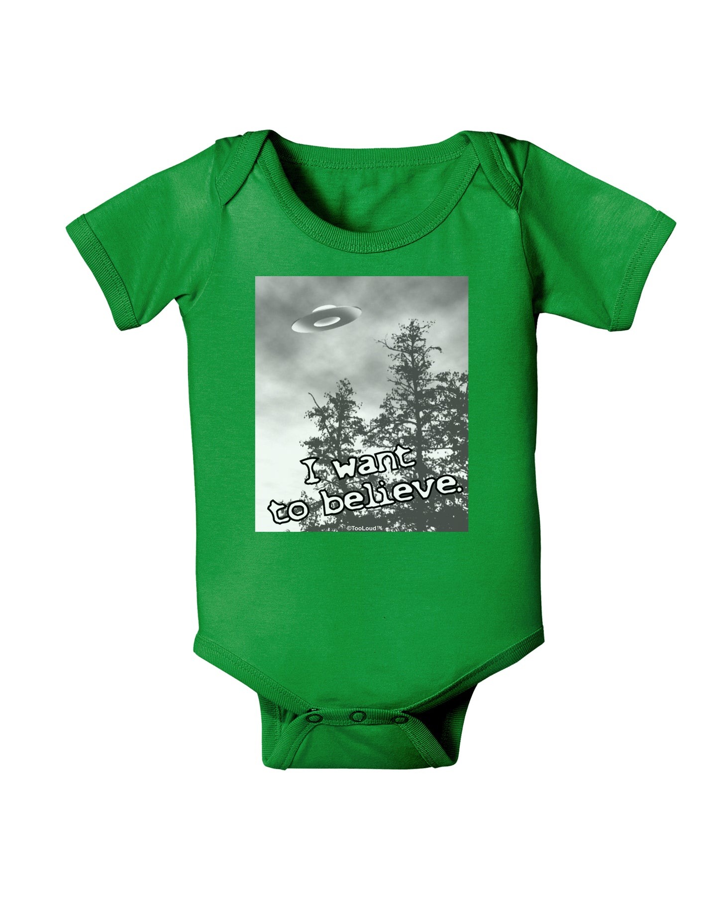 I Want to Believe - UFO Baby Bodysuit Dark by TooLoud-Baby Romper-TooLoud-Clover-Green-06-Months-Davson Sales