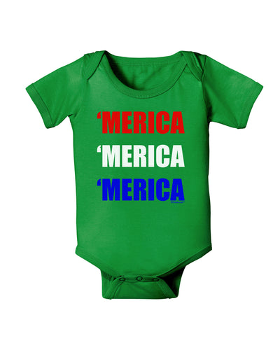 Merica Merica Merica - Red and Blue Baby Bodysuit Dark-Baby Romper-TooLoud-Clover-Green-06-Months-Davson Sales