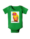 Sun Conure Parrot Watercolor Baby Bodysuit Dark-Baby Romper-TooLoud-Clover-Green-06-Months-Davson Sales