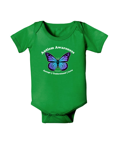 Autism Awareness - Puzzle Piece Butterfly Baby Bodysuit Dark-Baby Romper-TooLoud-Clover-Green-06-Months-Davson Sales