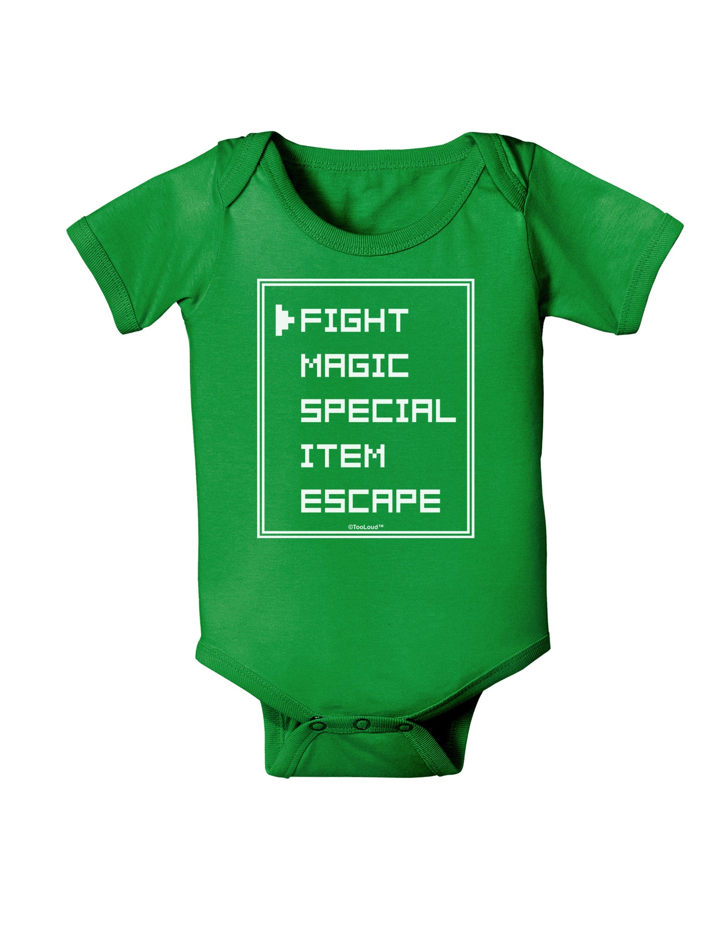 RPG Command Selection List Baby Bodysuit Dark by TooLoud-Baby Romper-TooLoud-Clover-Green-06-Months-Davson Sales