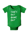 Suns Out Guns Out Baby Bodysuit Dark-Baby Romper-TooLoud-Clover-Green-06-Months-Davson Sales