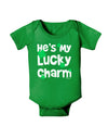 He's My Lucky Charm - Matching Couples Design Baby Bodysuit Dark by TooLoud-Baby Romper-TooLoud-Clover-Green-06-Months-Davson Sales