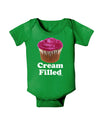 Cream Filled Pink Cupcake Design Baby Bodysuit Dark by TooLoud-Baby Romper-TooLoud-Clover-Green-06-Months-Davson Sales