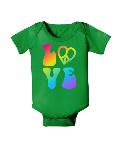 Peace and Love - Peace Heart Love Baby Bodysuit Dark-Baby Romper-TooLoud-Clover-Green-06-Months-Davson Sales