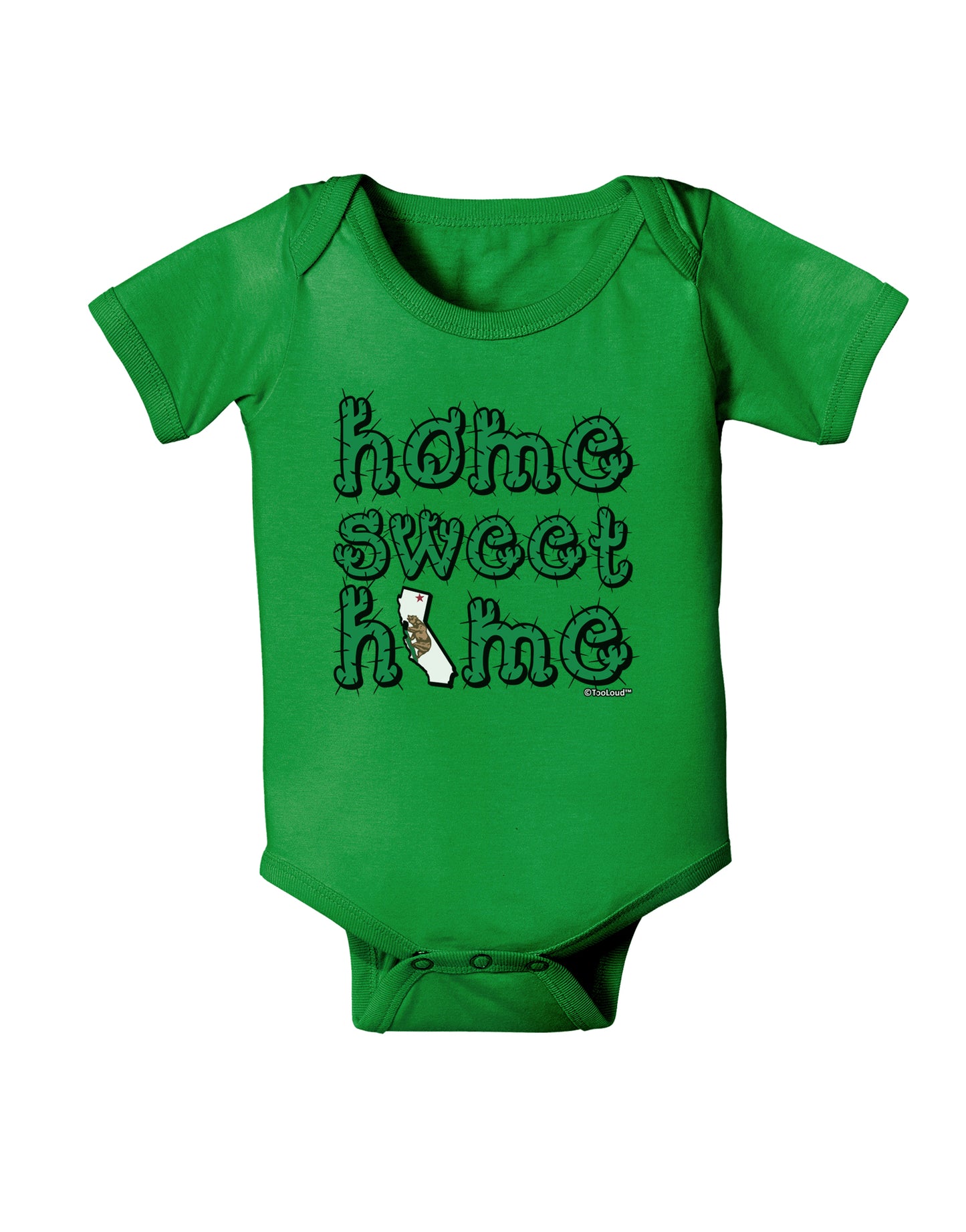 Home Sweet Home - California - Cactus and State Flag Baby Bodysuit Dark by TooLoud-Baby Romper-TooLoud-Clover-Green-06-Months-Davson Sales