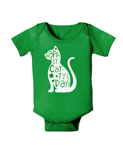 Happy St. Catty's Day - St. Patrick's Day Cat Baby Bodysuit Dark by TooLoud-Baby Romper-TooLoud-Clover-Green-06-Months-Davson Sales