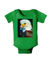 Patriotic Bald Eagle - American Flag Baby Bodysuit Dark by TooLoud-Baby Romper-TooLoud-Clover-Green-06-Months-Davson Sales
