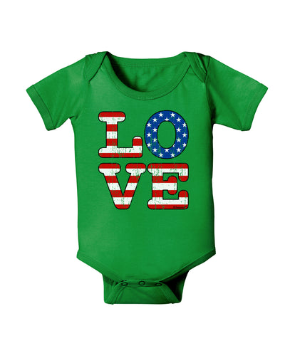 American Love Design - Distressed Baby Bodysuit Dark by TooLoud-Baby Romper-TooLoud-Clover-Green-06-Months-Davson Sales