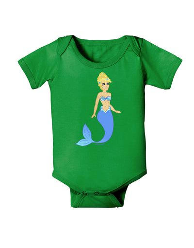 Mermaid Design - Blue Baby Bodysuit Dark-Baby Romper-TooLoud-Clover-Green-06-Months-Davson Sales