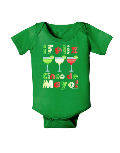 Margaritas - Mexican Flag Colors - Feliz Cinco de Mayo Baby Bodysuit Dark by TooLoud-Baby Romper-TooLoud-Clover-Green-06-Months-Davson Sales