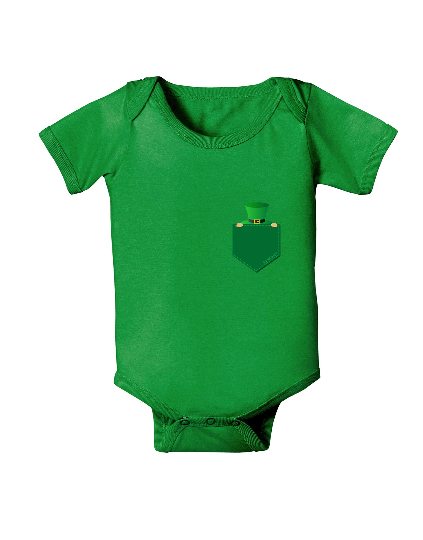 Leprechaun Peeking Out of Faux Pocket Baby Bodysuit Dark by TooLoud-TooLoud-Clover-Green-06-Months-Davson Sales