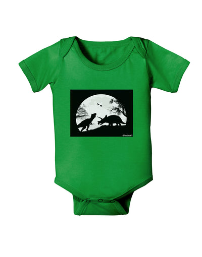 T-Rex and Triceratops Silhouettes Design Baby Bodysuit Dark by TooLoud-Baby Romper-TooLoud-Clover-Green-06-Months-Davson Sales