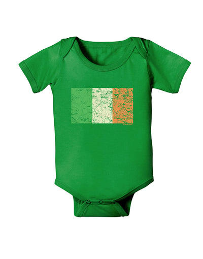 Distressed Irish Flag - Flag of Ireland Baby Bodysuit Dark-Baby Romper-TooLoud-Clover-Green-06-Months-Davson Sales