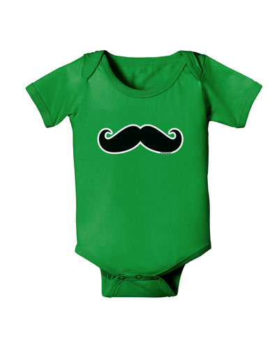 Big Fancy Mustache Baby Bodysuit Dark-Baby Romper-TooLoud-Clover-Green-06-Months-Davson Sales