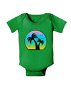 Palm Trees Silhouette - Beach Sunset Design Baby Bodysuit Dark-Baby Romper-TooLoud-Clover-Green-06-Months-Davson Sales