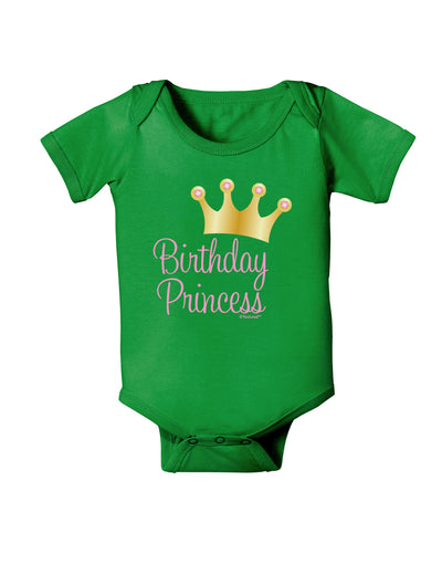 Birthday Princess - Tiara Baby Bodysuit Dark by TooLoud-Baby Romper-TooLoud-Clover-Green-06-Months-Davson Sales