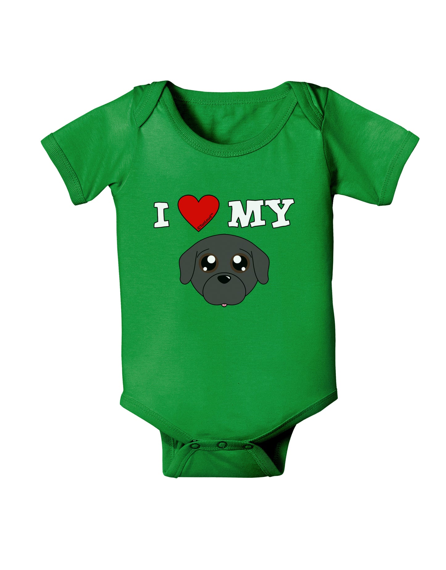I Heart My - Cute Pug Dog - Black Baby Bodysuit Dark by TooLoud-Baby Romper-TooLoud-Clover-Green-06-Months-Davson Sales