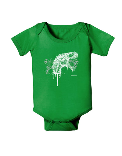 Artistic Ink Style Dinosaur Head Design Baby Bodysuit Dark by TooLoud-Baby Romper-TooLoud-Clover-Green-06-Months-Davson Sales