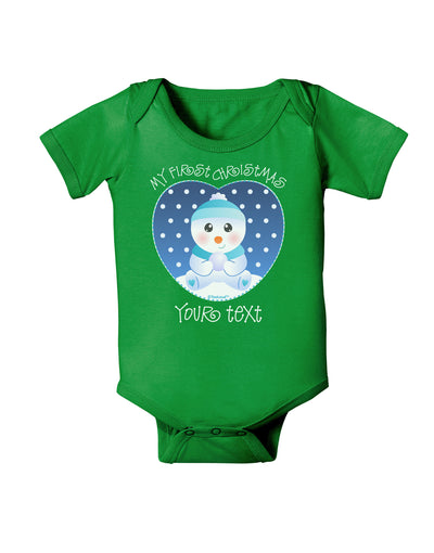 Personalized My First Christmas Snowbaby Blue Baby Bodysuit Dark-Baby Romper-TooLoud-Clover-Green-06-Months-Davson Sales