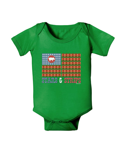 American Bacon Flag - Stars and Strips Baby Bodysuit Dark-Baby Romper-TooLoud-Clover-Green-06-Months-Davson Sales
