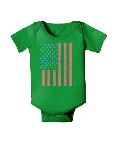 Red and Blue Stamp Style American Flag - Distressed Baby Bodysuit Dark by TooLoud-Baby Romper-TooLoud-Clover-Green-06-Months-Davson Sales