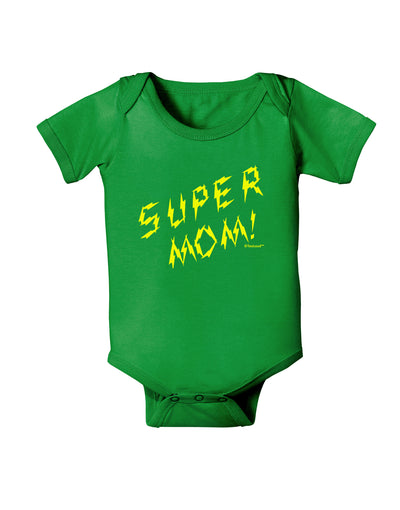 Super Mom - Lightening Bolt Design Baby Bodysuit Dark by TooLoud-Baby Romper-TooLoud-Clover-Green-06-Months-Davson Sales