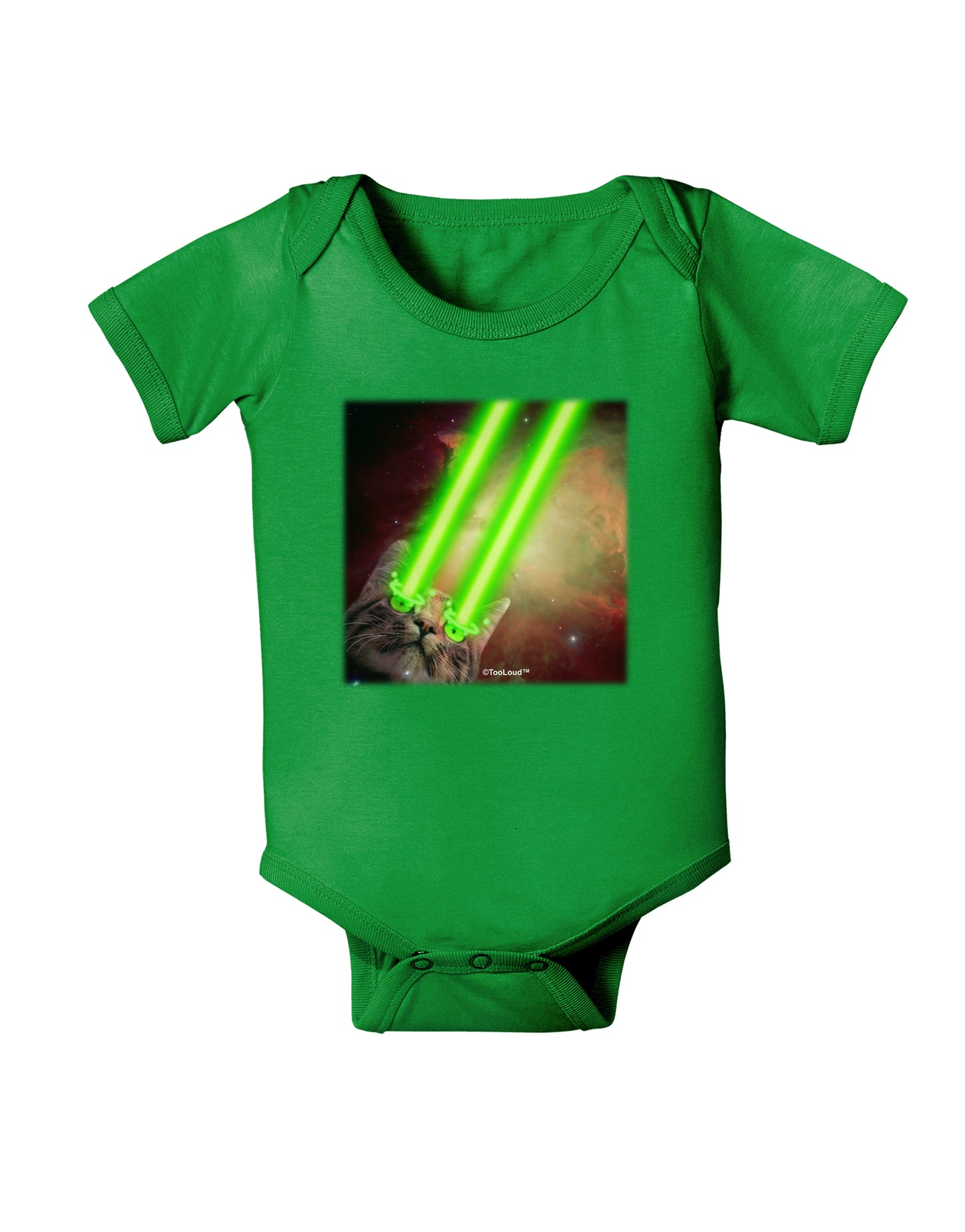 Laser Eyes Cat in Space Design Baby Bodysuit Dark by TooLoud-Baby Romper-TooLoud-Clover-Green-06-Months-Davson Sales
