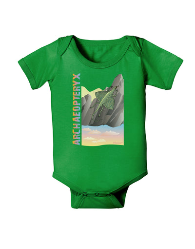 Archaopteryx - With Name Baby Bodysuit Dark by TooLoud-Baby Romper-TooLoud-Clover-Green-06-Months-Davson Sales