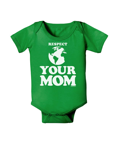 Respect Your Mom - Mother Earth Design Baby Bodysuit Dark-Baby Romper-TooLoud-Clover-Green-06-Months-Davson Sales