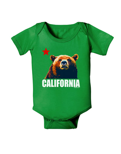 California Republic Design - Grizzly Bear and Star Baby Bodysuit Dark by TooLoud-Baby Romper-TooLoud-Clover-Green-06-Months-Davson Sales