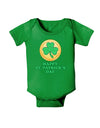 Shamrock Button - St Patrick's Day Baby Bodysuit Dark by TooLoud-Baby Romper-TooLoud-Clover-Green-06-Months-Davson Sales