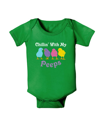 Chillin With My Peeps Baby Bodysuit Dark-Baby Romper-TooLoud-Clover-Green-06-Months-Davson Sales