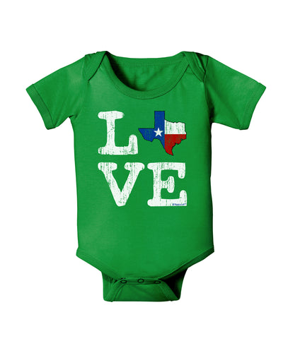 Texas Love Distressed Design Baby Bodysuit Dark by TooLoud-Baby Romper-TooLoud-Clover-Green-06-Months-Davson Sales