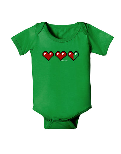 Couples Pixel Heart Life Bar - Left Baby Bodysuit Dark by TooLoud-Baby Romper-TooLoud-Clover-Green-06-Months-Davson Sales